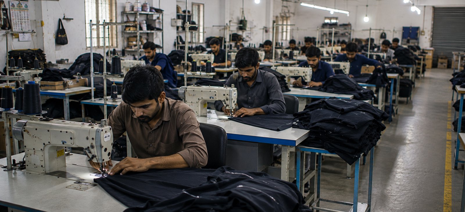 Sportswear manufacturing floor